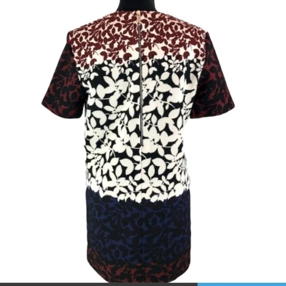 ⭐️Zara,Woman,Color Block-Print,Short Sleeve Dress,Burgundy/Navy/White,Size Small - Picture 9 of 14